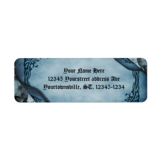 Blue Parchment Scroll Gothic Return Address  Return Address Label