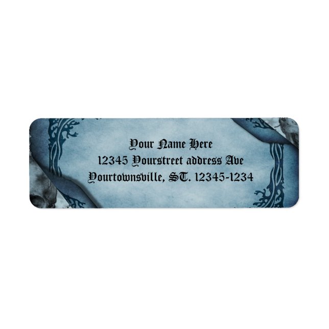 Blue Parchment Scroll Gothic Return Address  Return Address Label (Front)