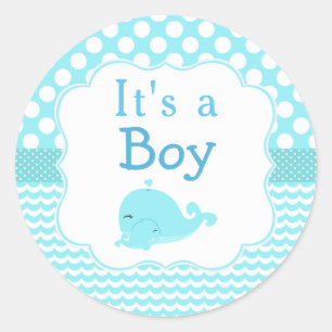 Blue Parent & Child Whale Classic Round Sticker