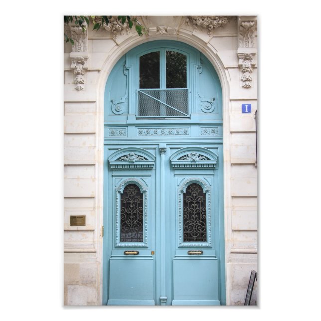 Blue Paris Door Photo Print (Front)