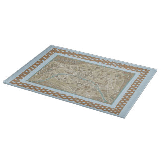 Blue PARIS MAP Topiary Cutting Board