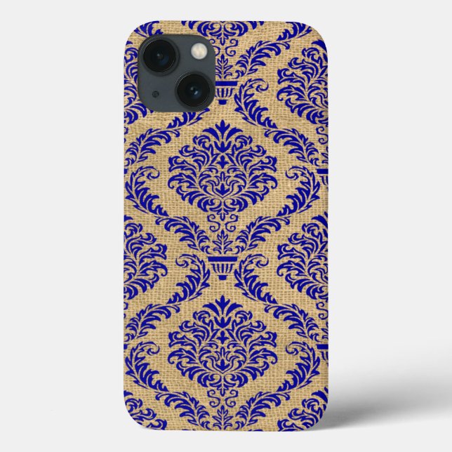 Blue Parisian Moods Damask Case-Mate iPhone Case (Back)