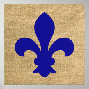 Blue Parisian Moods Fleur de Lys Poster