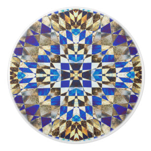 Blue Parquet Ceramic Knob