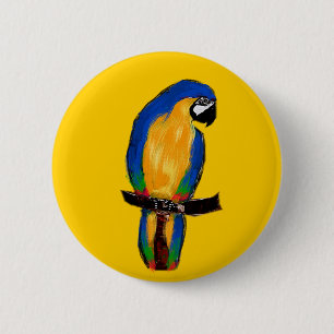 Blue Parrot 6 Cm Round Badge