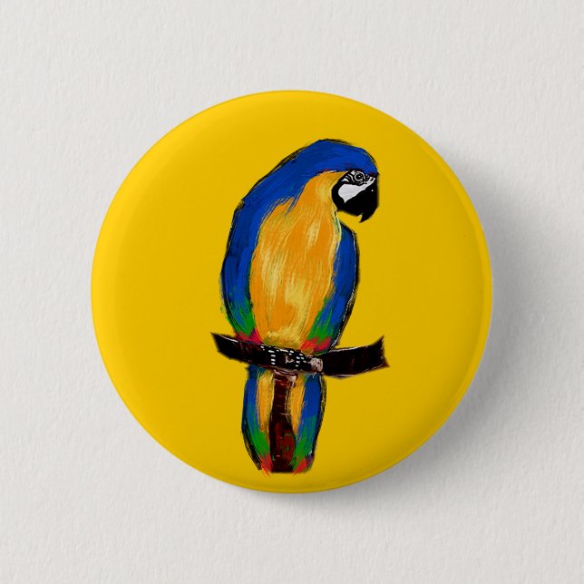 Blue Parrot 6 Cm Round Badge (Front)