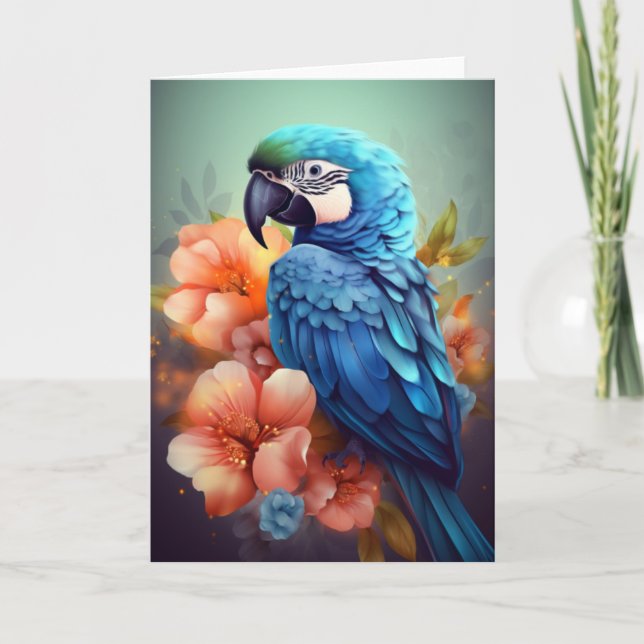 "Blue Parrot Greeting Cards (Front)