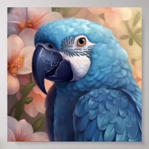 Blue Parrot Greeting Cards Poster