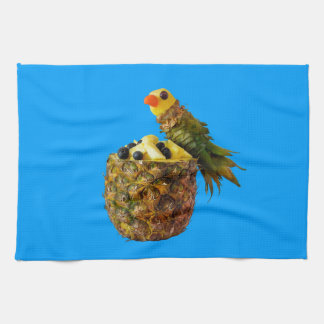 Blue parrot kitchen towel. tea towel