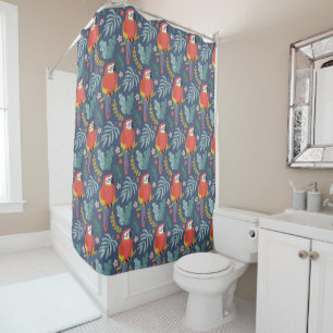 Blue Parrot Land Tropical Pattern Shower Curtain