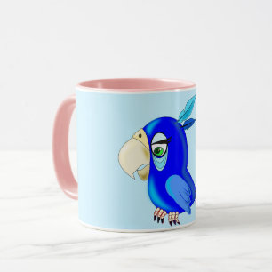 Blue Parrot Mug Gift - Your Colours - Text