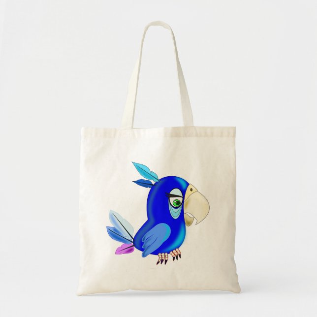 Blue Parrot Tote Bag Fun - Painting (Front)