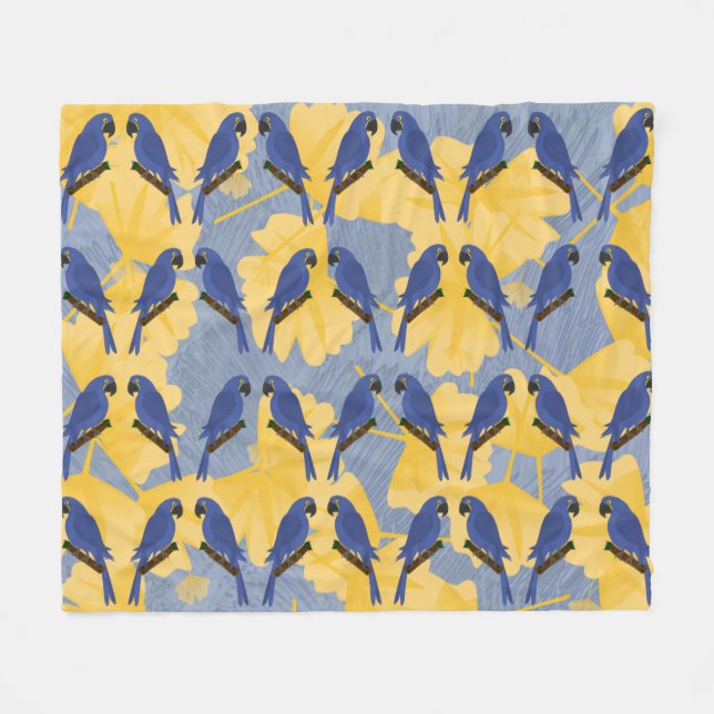 Blue Parrots Fleece Blanket (Front (Horizontal))