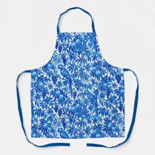 Blue Parrots in a Tropical Garden Apron