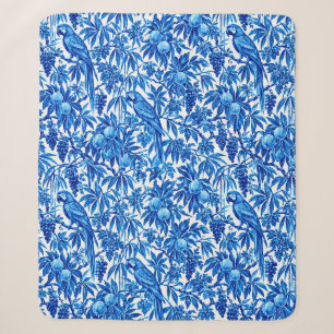 Blue Parrots in a Tropical Garden Sherpa Blanket