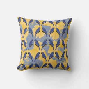 Blue Parrots Throw Pillow