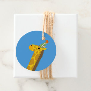 Blue Party Animal Giraffe Birthday Party Favour Tags
