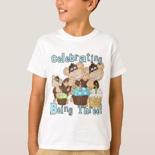Blue Party Monkeys 3rd Birthday T-shirts and Gifts