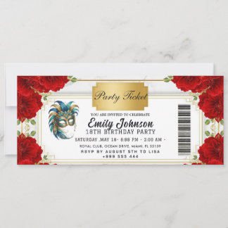 blue party ticket invitations
