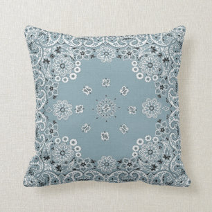 blue pasely bandanna throw pillow