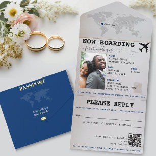 Blue Passport Jamaica Destination Wedding All In One Invitation
