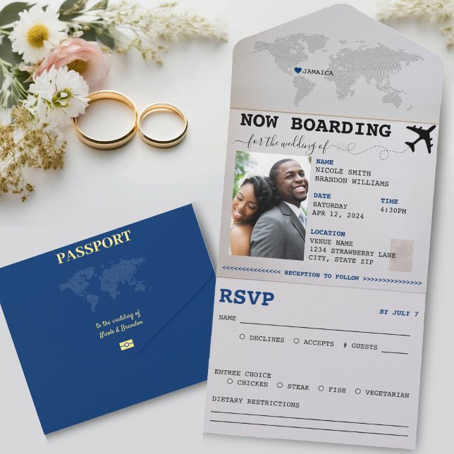 Blue Passport Jamaica Destination Wedding All In One Invitation (Blue Passport Jamaica Destination Wedding All In One Invitation)