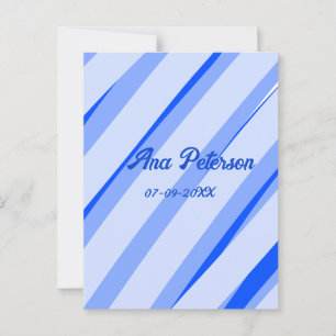 Blue pastel add name date boho retro lines pattern postcard