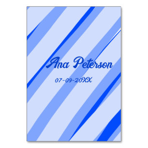 Blue pastel add name date boho retro lines pattern table number
