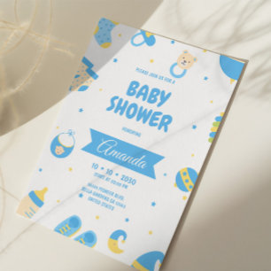 Blue Pastel Baby Shower Invitation