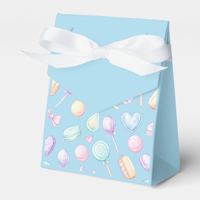 "Blue Pastel Balloon and Heart Favour Box" Favour Box (Front Side)