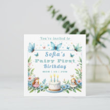 Blue Pastel Butterfly Fairy First Birthday -