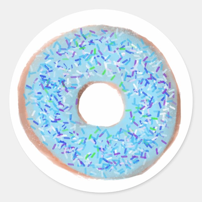 Blue pastel doughnut illustration Sticker (Front)