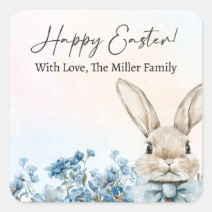 Blue Pastel Easter Bunny  Square Sticker