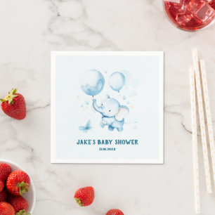 Blue Pastel Elephant Baby Shower Napkins