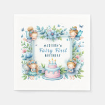 Blue Pastel Floral Fairy First Birthday -