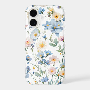 Blue & Pastel Floral Garden Wildflower Botanical