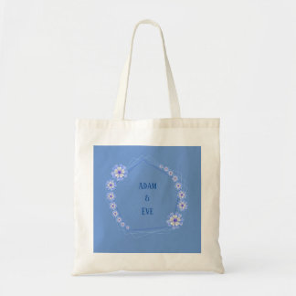 Blue pastel floral with names tote bag