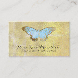 *~* Blue Pastel Glitter Gilded Butterfly Fantasy Business Card