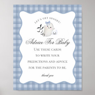 Blue Pastel Little Boo Ghost Advice for Baby Sign