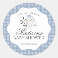 Blue Pastel Little Boo Ghost Baby Shower Seal