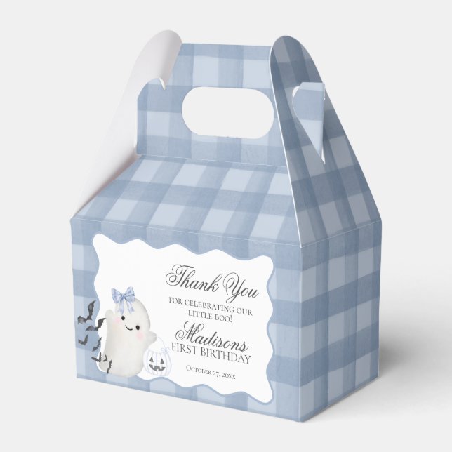 Blue Pastel Little Boo Ghost Birthday Favours Gabl Favour Box (Front Side)