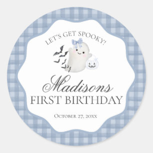 Blue Pastel Little Boo Ghost Birthday Party Seal