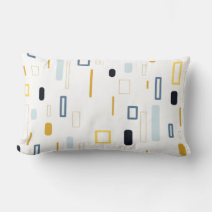 Blue Pastel Mustard Yellow Shapes Abstract Pattern Lumbar Cushion