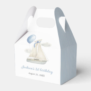 Blue Pastel Nautical Sail Boat 1st Birthday Favour Box