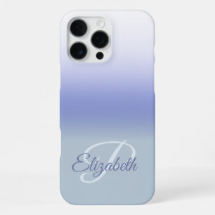 Blue Pastel Ombre Initial Monogram Custom Name iPhone 16 Pro Max Case