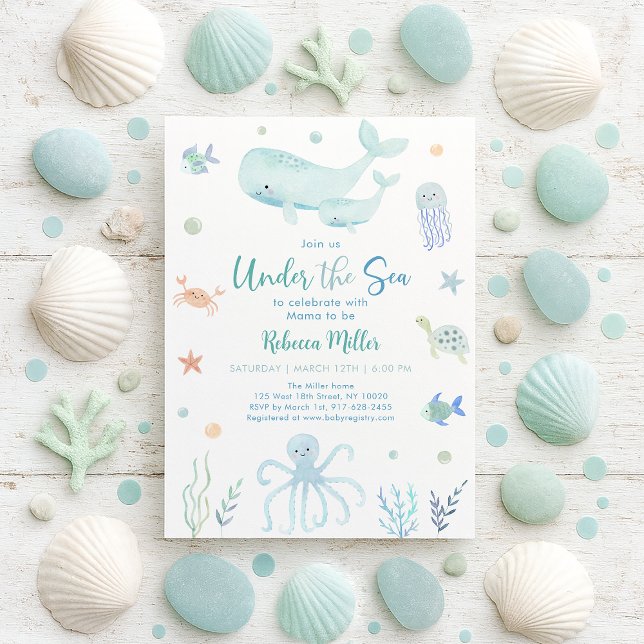 Blue Pastel Oneder the Sea Birthday Invitation (Creator Uploaded)