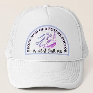 blue pastel Proud Moms of  Doctors editable Trucker Hat