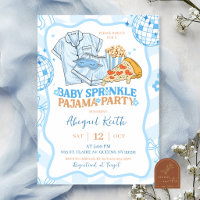 Blue Pastel Retro Baby Sprinkle Pajama party
