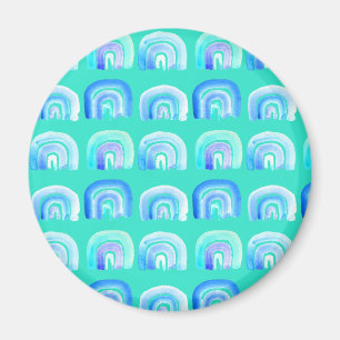 Blue Pastel retro rainbow Magnet