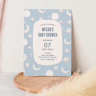 Blue Pastel Space Astronaut Baby Shower Invitation